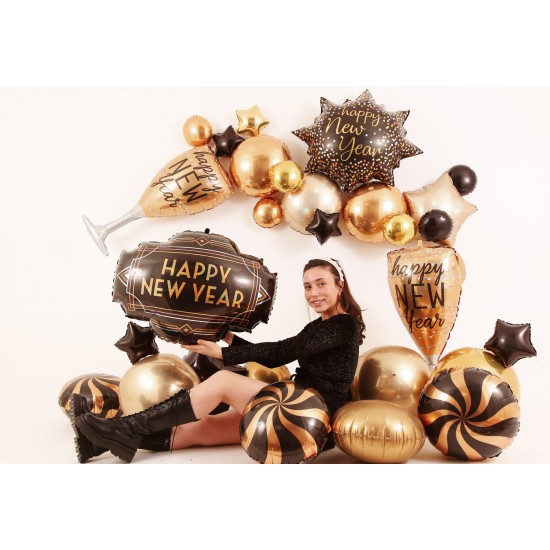 37" Μπαλόνι Ποτήρι Σαμπάνιας Happy New Year