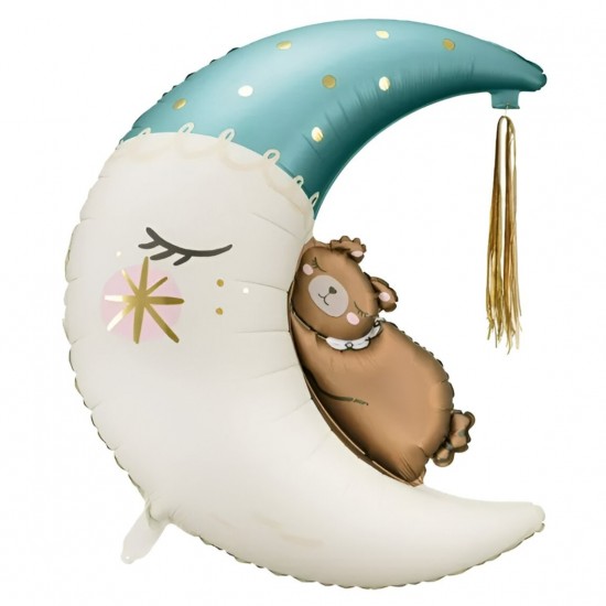 38" Μπαλόνι Αρκουδάκι σε Φεγγάρι γαλάζιο