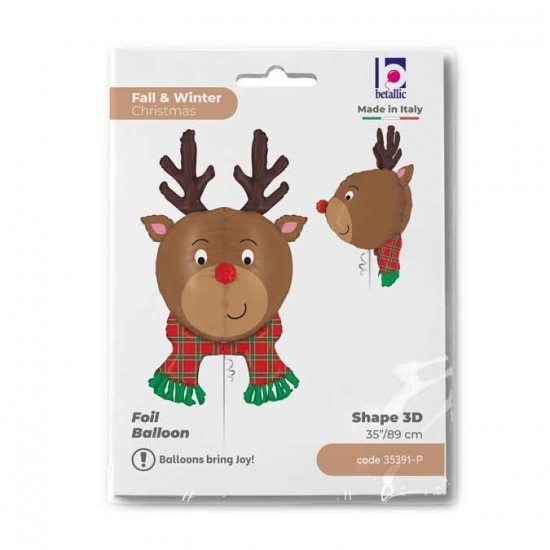 39" Μπαλόνι Χριστουγεννιάτικο 3D Τάρανδος