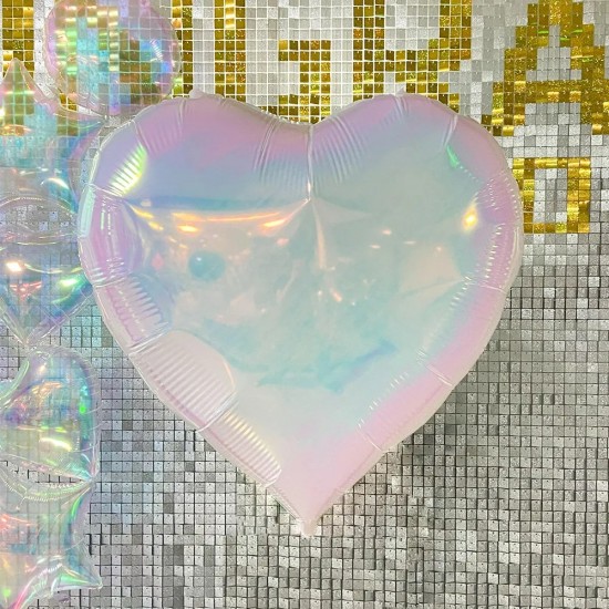 40” Μπαλόνι Καρδιά Λευκή Ιριδίζουσα