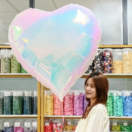 40” Μπαλόνι Καρδιά Λευκή Ιριδίζουσα