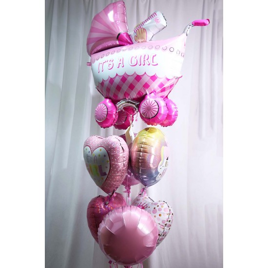 42" Μπαλόνι γέννησης καροτσάκι 3D Girl
