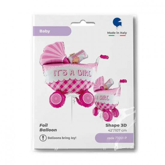 42" Μπαλόνι γέννησης καροτσάκι 3D Girl