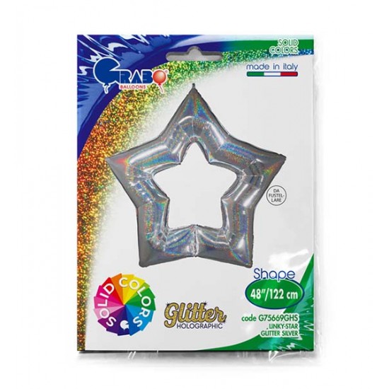 48" Μπαλόνι Ασημί Linky Aστέρι