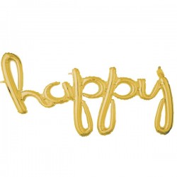58" Μπαλόνι γενεθλίων "Happy" Χρυσό 58" Μπαλόνι γενεθλίων "Happy" Χρυσό