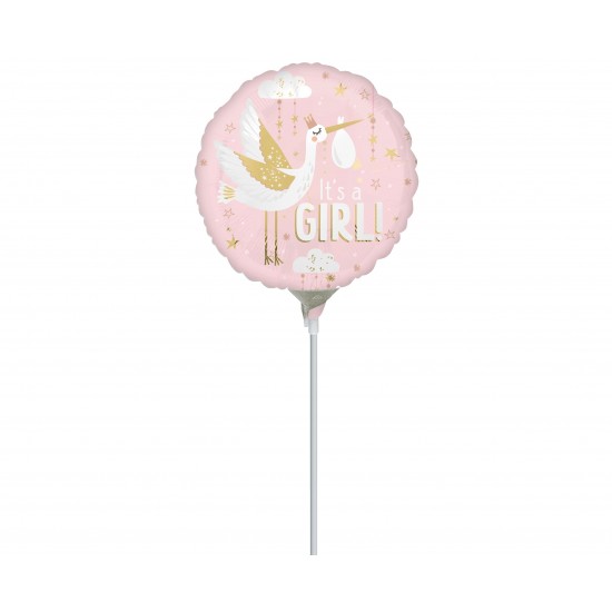 9'' Mini Shape Μπαλόνι Πελαργός It's a girl