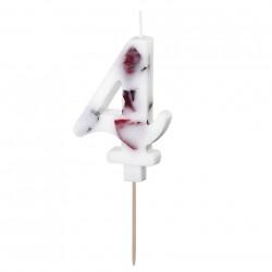 Άσπρο κεράκι με φυσικά λουλούδια - Αριθμός 4 Άσπρο κεράκι με φυσικά λουλούδια - Αριθμός 4