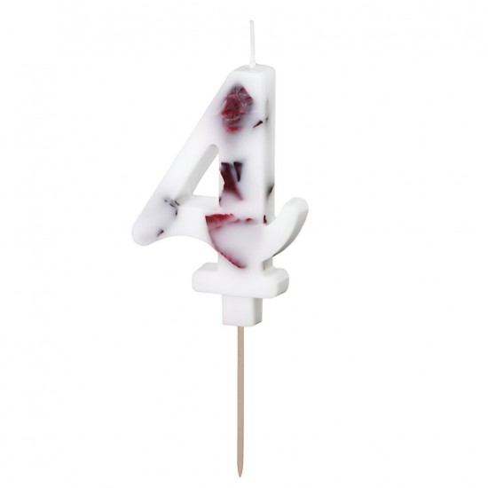 Άσπρο κεράκι με φυσικά λουλούδια - Αριθμός 4