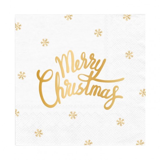 Χαρτοπετσέτες άσπρες Merry Christmas (10 τεμ)