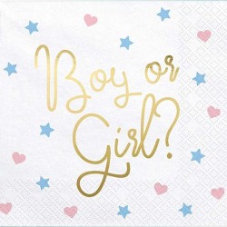 Χαρτοπετσέτες "Boy or Girl" για Gender Reveal (20 τεμ) Χαρτοπετσέτες "Boy or Girl" για Gender Reveal (20 τεμ)