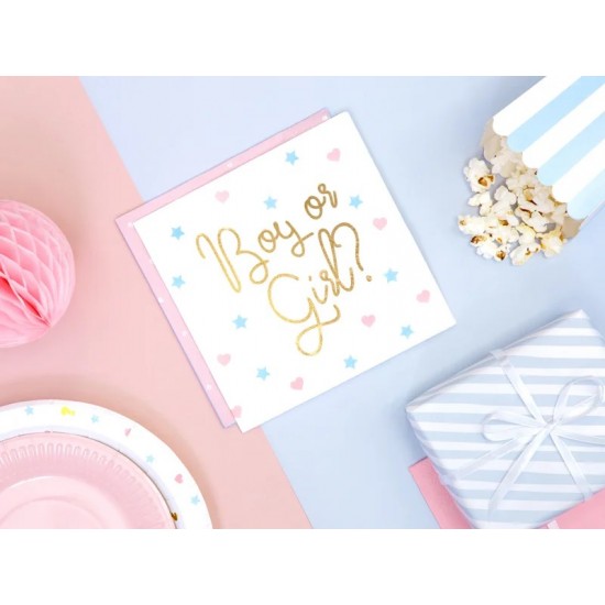 Χαρτοπετσέτες "Boy or Girl" για Gender Reveal (20 τεμ.)