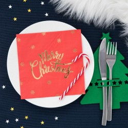 Χαρτοπετσέτες κόκκινες Merry Chrtistmas (10 τεμ)