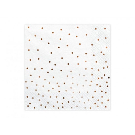 Χαρτοπετσέτες Λευκές με rosegold πουά (20 τεμ)