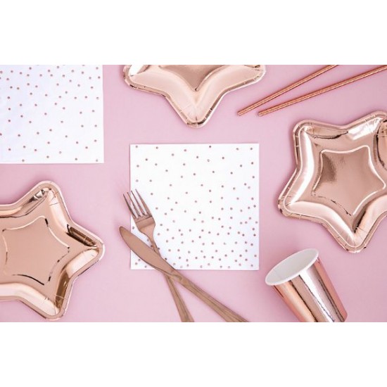 Χαρτοπετσέτες Λευκές με rosegold πουά (20 τεμ)