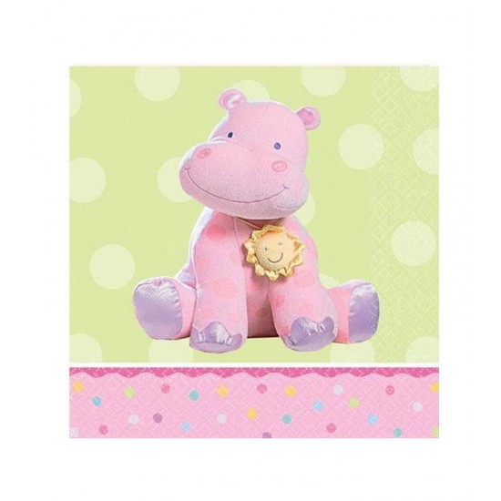 Χαρτοπετσέτες με ροζ Ιπποπόταμο (16 τεμ)