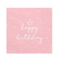 Χαρτοπετσέτες ροζ Happy Birthday (20 τεμ) Χαρτοπετσέτες ροζ Happy Birthday (20 τεμ)