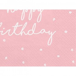 Χαρτοπετσέτες ροζ Happy Birthday (20 τεμ) Χαρτοπετσέτες ροζ Happy Birthday (20 τεμ)