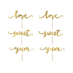 Χρυσά Cupcake toppers Love-Sweet-Yum (6 τεμ)
