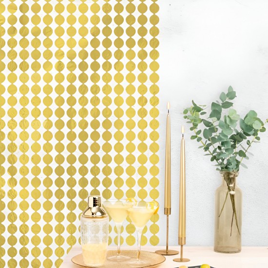 Χρυσή Ιριδίζουσα Διακοσμητική Κουρτίνα Με Κύκλους