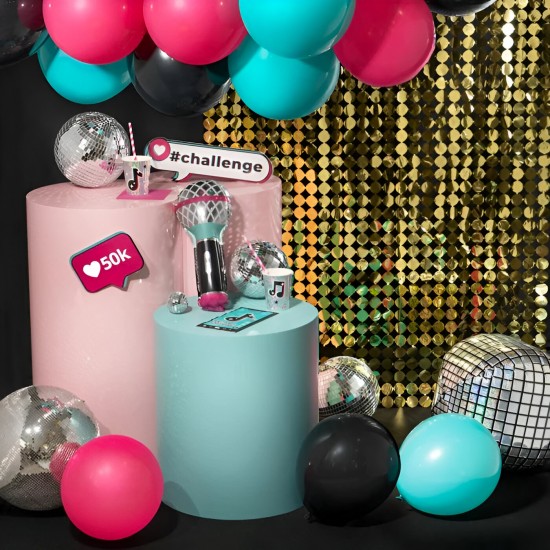 Χρυσή Ιριδίζουσα Διακοσμητική Κουρτίνα Με Κύκλους