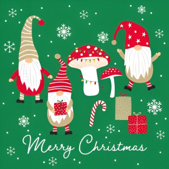 Χριστουγεννιάτικες Χαρτοπετσέτες - Merry Christmas Gnomes (20 τεμ)