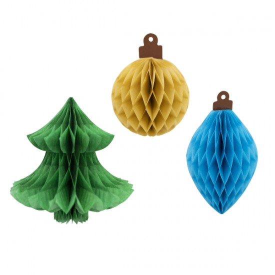 Χριστουγεννιάτικες διακοσμητικές κυψέλες (3 τεμ)