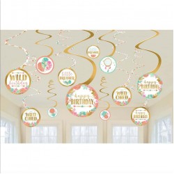 Διακοσμητικά Οροφής Swirls Boho Birthday Girl (12 τεμ) Διακοσμητικά Οροφής Swirls Boho Birthday Girl (12 τεμ)