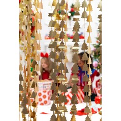 Διακοσμητική Κουρτίνα με χρυσά Χριστουγεννιάτικα Δέντρα