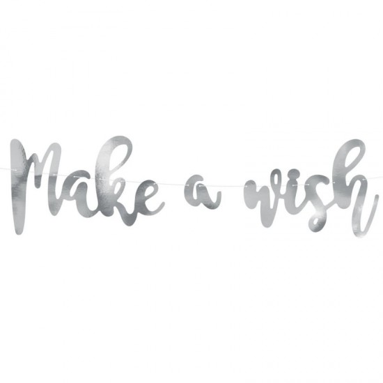 Διακοσμητικό μπάνερ ασημί "Make a wish"