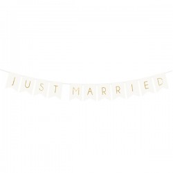 Διακοσμητικό μπάνερ γάμου λευκό "Just Married" Διακοσμητικό μπάνερ γάμου λευκό "Just Married"