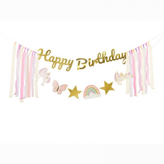 Διακοσμητικό μπάνερ Happy Birthday - Μονόκερος