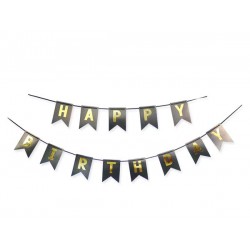 Διακοσμητικό μπάνερ μαύρο "Happy birthday"