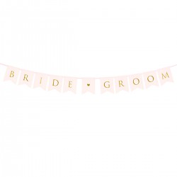 Διακοσμητικό μπάνερ ροζ "Bride - Groom" Διακοσμητικό μπάνερ ροζ "Bride - Groom"