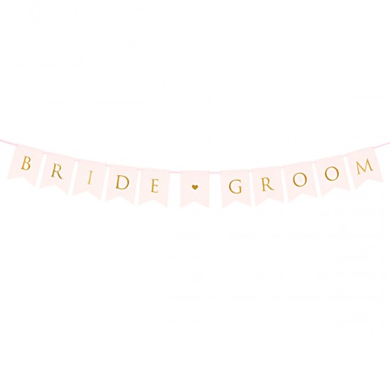 Διακοσμητικό μπάνερ ροζ "Bride - Groom"
