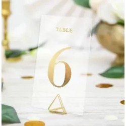 Διάφανη Αρίθμηση Τραπεζιών με χρυσή εκτύπωση (20 τεμ)