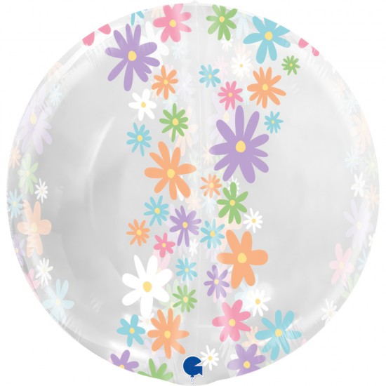Διάφανο Μπαλόνι πολύχρωμες Μαργαρίτες 19' Διάφανο Μπαλόνι πολύχρωμες Μαργαρίτες 19'