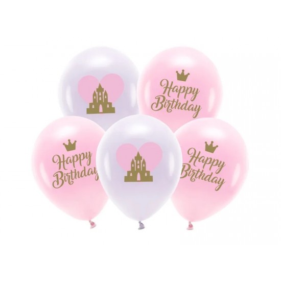 Eco Μπαλόνια Happy Birthday ροζ (5 τεμ)