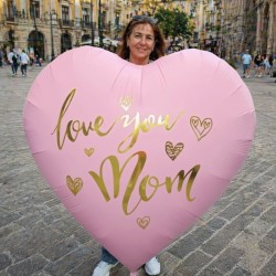 Γίγας Μπαλόνι ροζ Καρδιά - Love You Mom (160cm)