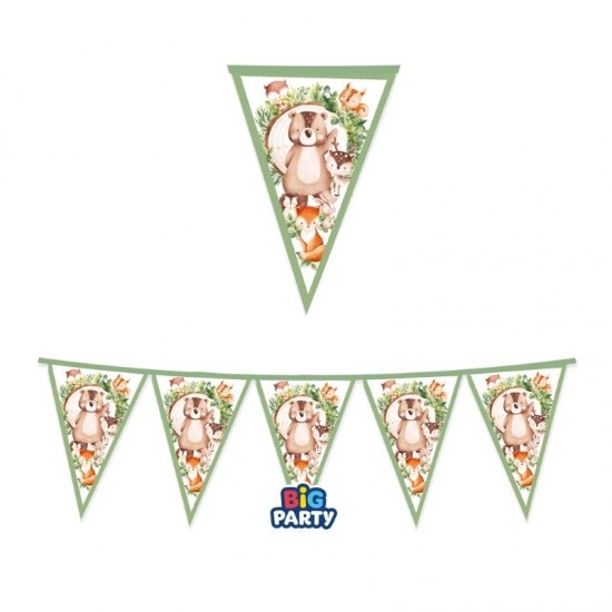 Διακοσμητικά Τριγωνικά Σημαιάκια - Ζωάκια του Δάσους 3m