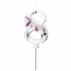 Κεράκι αριθμός 8 λευκό με λουλούδια