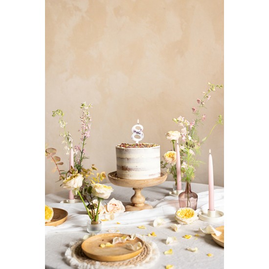 Κεράκι αριθμός 8 λευκό με λουλούδια