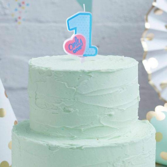 Κεράκι γενεθλίων "1" Only One γαλάζιο