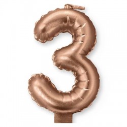 Κεράκι Rosegold Αριθμός 3 Κεράκι Rosegold Αριθμός 3