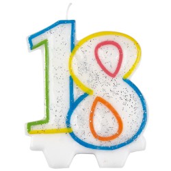 Κεράκι τούρτας No 18 Πολύχρωμο γκλίτερ Κεράκι τούρτας No 18 Πολύχρωμο γκλίτερ