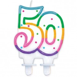 Κεράκι τούρτας No 50 Πολύχρωμο Πουά Κεράκι τούρτας No 50 Πολύχρωμο Πουά