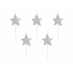 Κεράκια γενεθλίων Αστεράκια ασημί Κεράκια γενεθλίων Αστεράκια ασημί