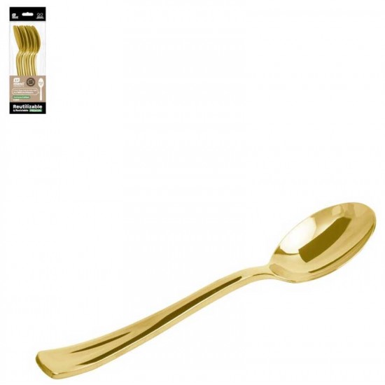 Πλαστικά Κουταλάκια Χρυσά - Μεταλλική Όψη (6 τεμ)