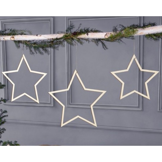 Ξύλινα Διακοσμητικά Αστέρια (3 τεμ)