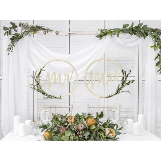 Ξύλινα κρεμαστά διακοσμητικά Mr & Mrs (2 τεμ)