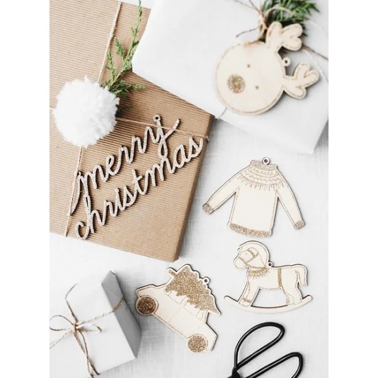 Ξύλινα xριστουγεννιάτικα στολίδια(10 τεμ)